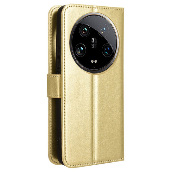 Pattintható tok a Xiaomi 14 Ultra, Crazy Horse Wallet, arany