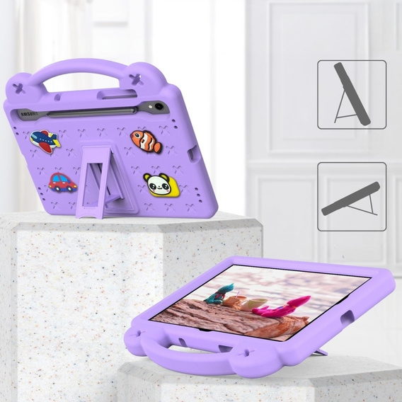 Gyermek tok Samsung Galaxy Tab S7/S8/S9, Cute Patterns, állvánnyal, lila