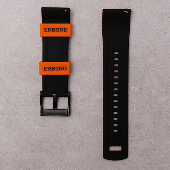 ERBORD univerzális szilikon szíj 22mm, Dual Color, narancssárga / fekete / fekete csat