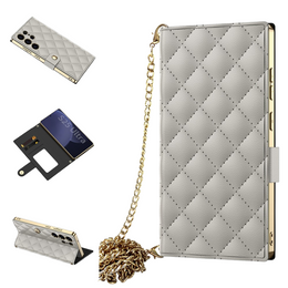 Flip tok Samsung Galaxy S25 Ultra készülékhez, GKK Mirror Wallet, titánium szürke