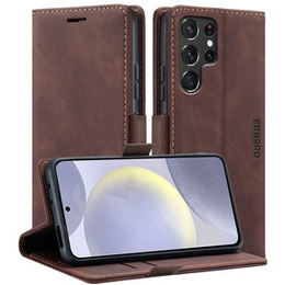Telefontok a Samsung Galaxy S24 Ultra, ERBORD Vintage, pénztárca patenttal, kávé
