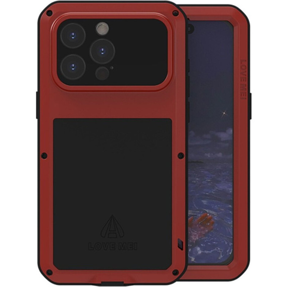 Love Mei Telefontok a iPhone 15 Pro Max, armored with glass, piros