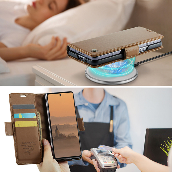 CASEME Litchi pénztárca flip tok Samsung Galaxy Z Fold7 5G számára