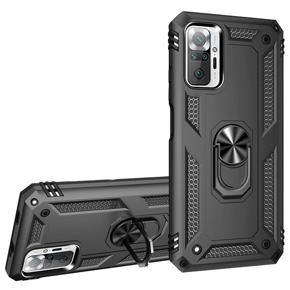 Páncélozott telefontok a Xiaomi Redmi Note 10 Pro, Nox Case Ring, fekete