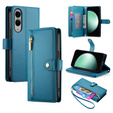 Pattintható tok a Samsung Galaxy S25 Edge, Wallet Zipper Pocket, kék