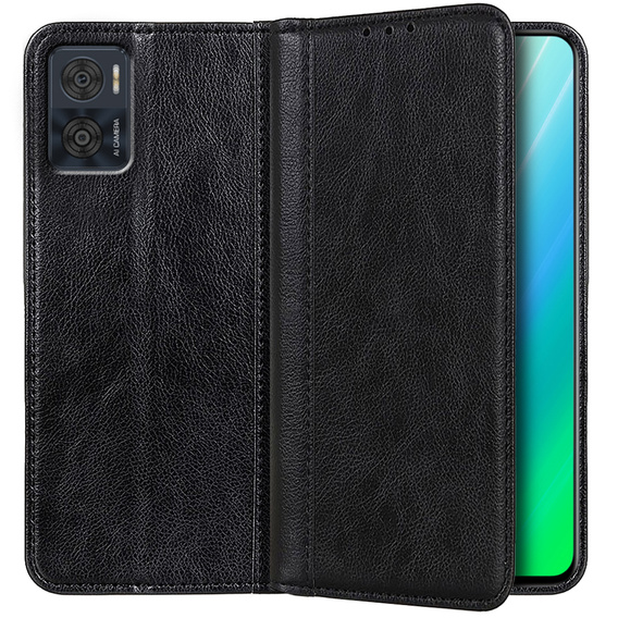 Pattintható tok Motorola Moto E22 / E22i 4G, Split Leather, fekete