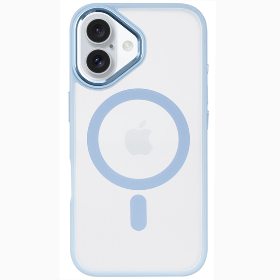 Tok iPhone 16-hoz, MagSafe, ERBORD Matt Case, átlátszó / kék + képernyőüveg