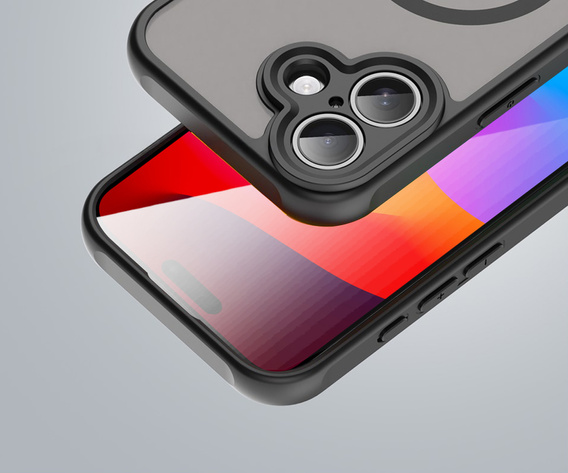 Tok iPhone 17 készülékhez, MagSafe-hoz, kameravédelemmel, színezett, fekete szegéllyel