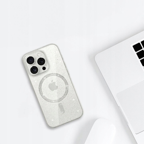 Tok iPhone 16 Pro-hoz, ERBORD Glitter MagSafe, átlátszó + képernyőüveg