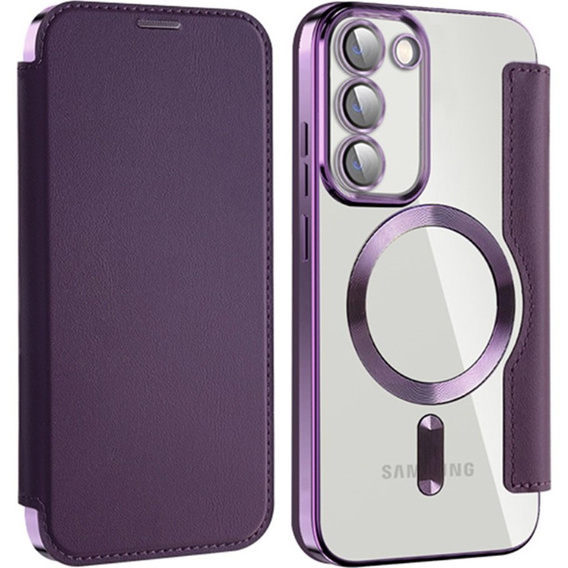 Pattintható tok a Samsung Galaxy S23, Wallet, MagSafe, lila