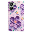 Pattintható tok a Xiaomi Redmi 13C / Poco C65, Wallet, Painted Flowers, lila