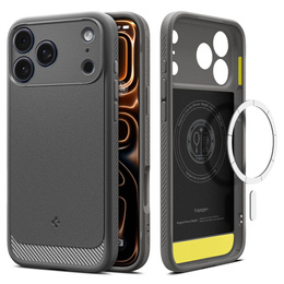 Spigen Rugged Armor MagSafe tok iPhone 17 Pro készülékhez, szürke