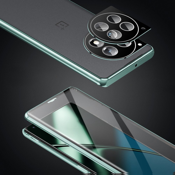 Tok OnePlus 12 5G, Magnetic Dual Glass, zöld