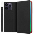 Pattintható tok a iPhone 14 Pro Max, Litchi Skin Grain, fekete