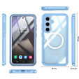 Tok Samsung Galaxy S25-hoz, Shockproof, üveggel, MagSafe-hoz, kék