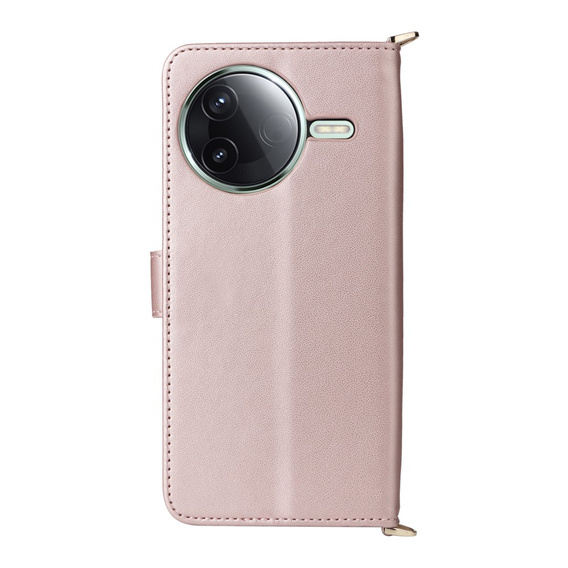 Tok patenttal a Xiaomi Poco F7 Ultra-hez, Crossbody Leather Wallet, rózsaszín