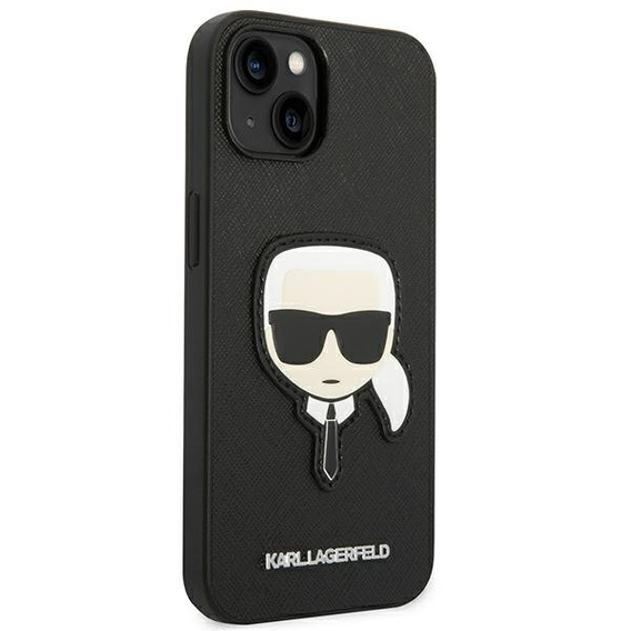 Karl Lagerfeld Telefontok a iPhone 14 Plus, Saffiano Karl's Head Patch, fekete
