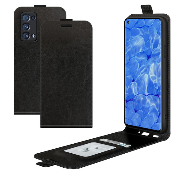 Pattintható tok a Oppo Reno6 Pro 5G, Flip, fekete