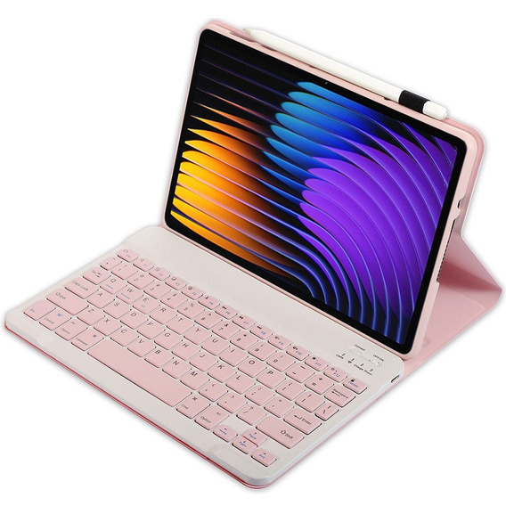 Bluetooth billentyűzetet tartalmazó tok Xiaomi Pad 7 / Xiaomi Pad 7 Pro készülékhez, rózsaszínű