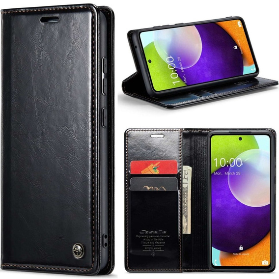 CASEME flip tok Samsung Galaxy A52/A52s, Waxy Textured, fekete