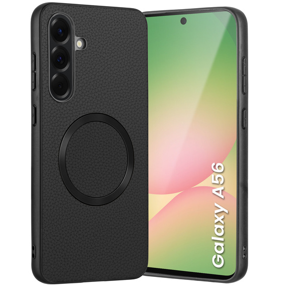 Telefontok a Samsung Galaxy A56 5G, Leather Hybrid MagSafe, fekete