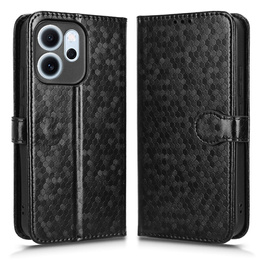 Pántos tok Oppo Reno 14F, pénztárca Rhombus, fekete