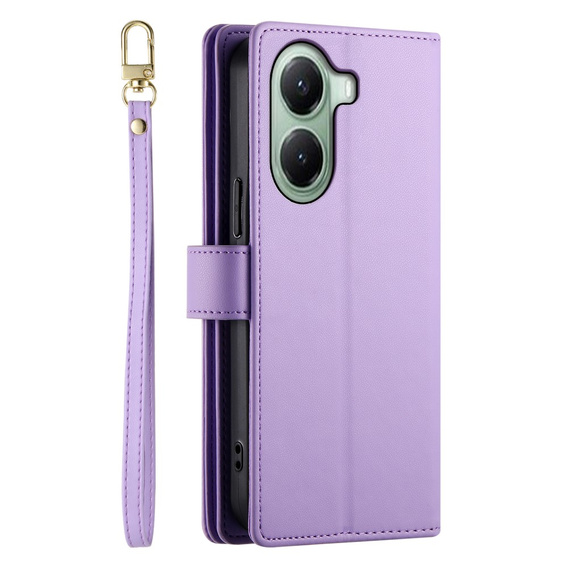 Pattintható tok a Xiaomi Poco X7 Pro 5G, Wallet Zipper Pocket, lila