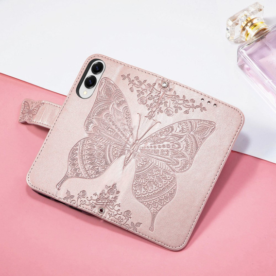 Pattintható tok a Samsung Galaxy S25 Edge, Butterfly, rózsaszín rose gold
