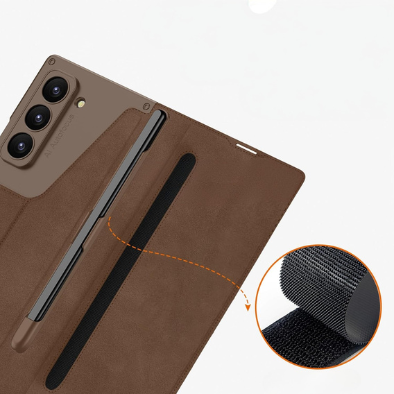 Tárca tok füles barna Samsung Galaxy Z Fold 7 5G számára
