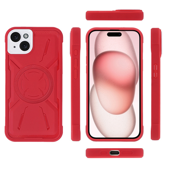 Tok iPhone 15 Plus, ERBORD Armor Mag, piros