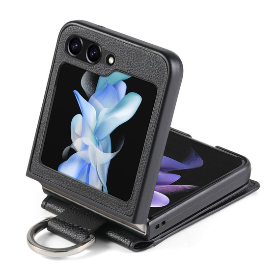 Tok Samsung Galaxy Z Flip7 FE / Z Flip6, Card Slot Ring Case, fekete