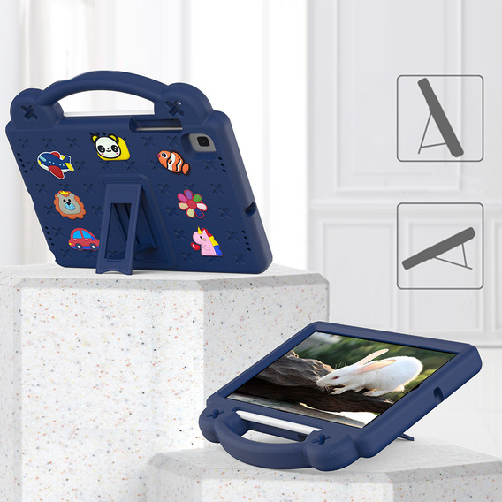 Gyermek tok Samsung Galaxy Tab S6 Lite 10.4 2020/2022 / Tab A7 2020 T500 / T505 / Tab S6 T860/T865, Cute Patterns, állvánnyal, sötétkék