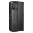 Pattintható tok a Xiaomi Redmi 12C, Crazy Horse Wallet, fekete