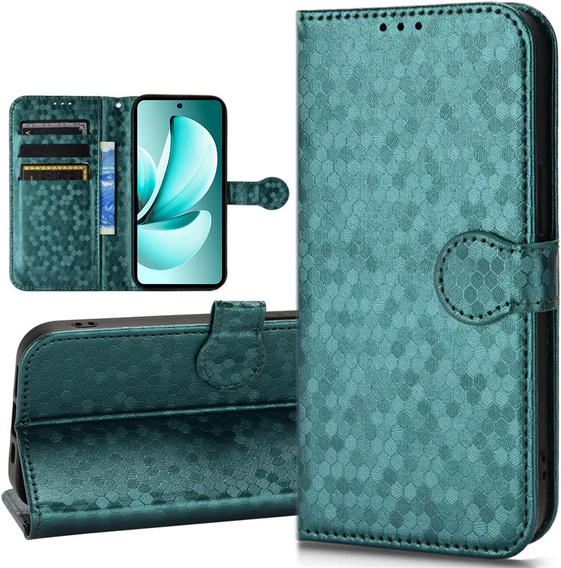 Flap tok Realme C71, Wallet Rhombus, zöld