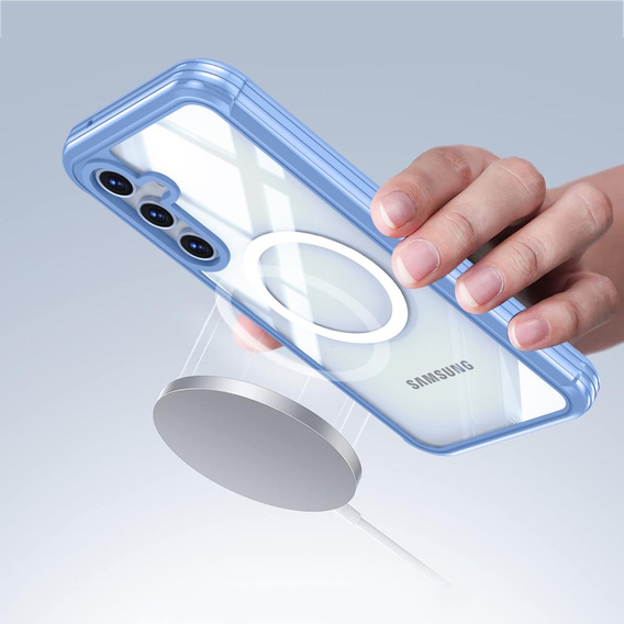 Tok Samsung Galaxy A55 5G-hoz, Shockproof, üveggel, MagSafe-hoz, kék