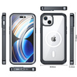 Tok iPhone 15 Plus, páncélozott teljes védelem 360° MagSafe, képernyőüveg, fekete