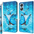 Pattintható tok a Oppo A17, Wallet Light Spots Decor Butterfly, kék