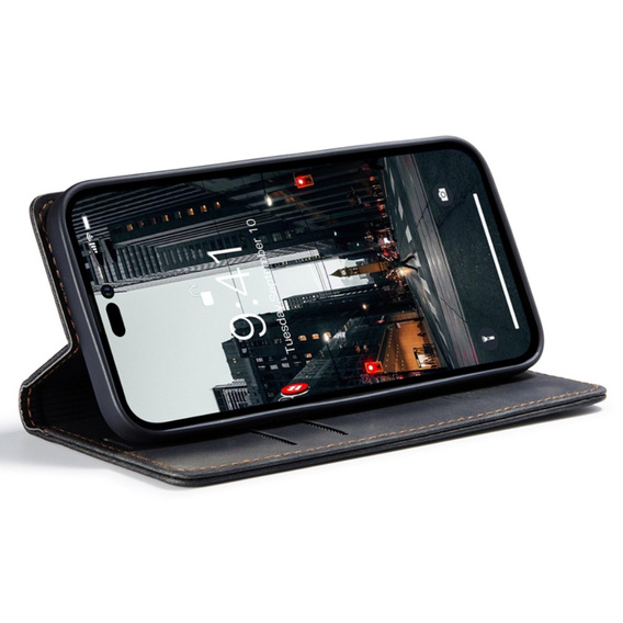 CASEME tok iPhone 14 Pro, Leather Wallet Case, fekete