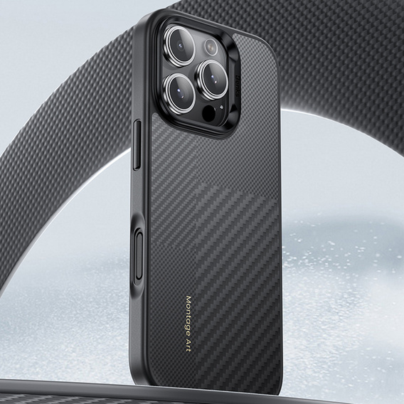BENKS Kevlar tok iPhone 16 Pro Max, MagSafe, Carbon Fiber, fekete