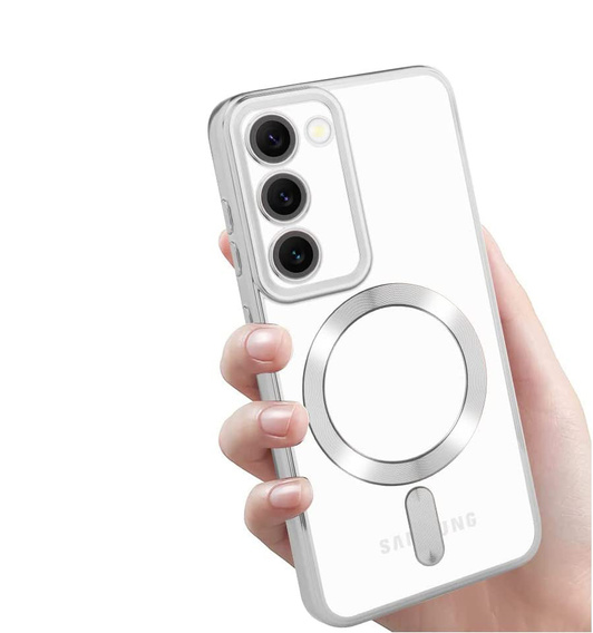 Tok Samsung Galaxy S23 Plus-hoz, Electro MagSafe, ezüst + üveg a képernyőhöz