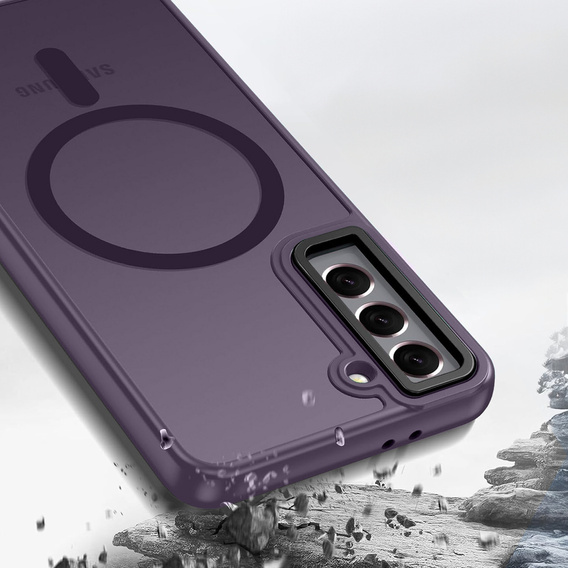 Tok Samsung Galaxy S21-hoz, MagSafe, ERBORD Matt Case, sötétlila + képernyőüveg