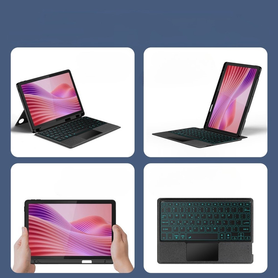 Tok + billentyűzet Lenovo Tab Plus, fekete