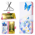 Pattintható tok a Xiaomi Redmi Note 13 Pro 5G, Wallet, Butterfly & Flowers fehér