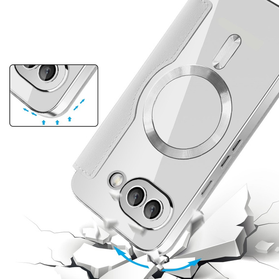 Pattintható tok a Google Pixel 9A, RFID Wallet MagSafe CamShield, ezüst