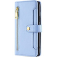 Pattintható tok a Samsung Galaxy S23, Wallet Zipper Pocket, kék