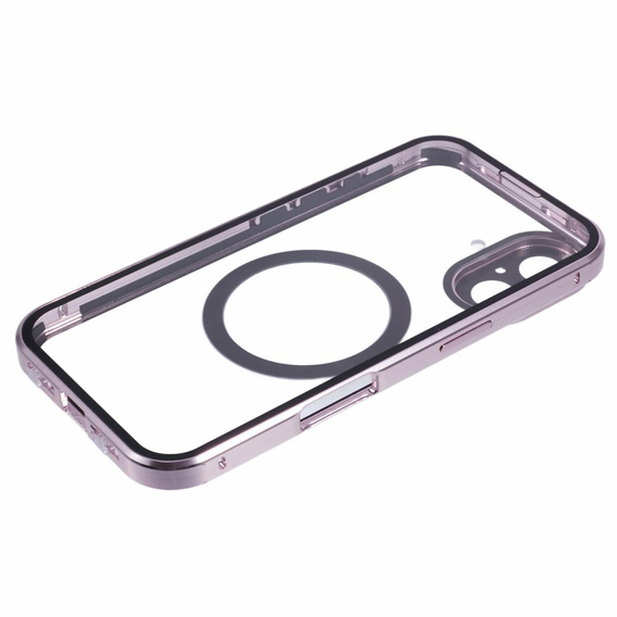 Magnetic Dual Glass MagSafe tok iPhone 16, rózsaszín rose gold