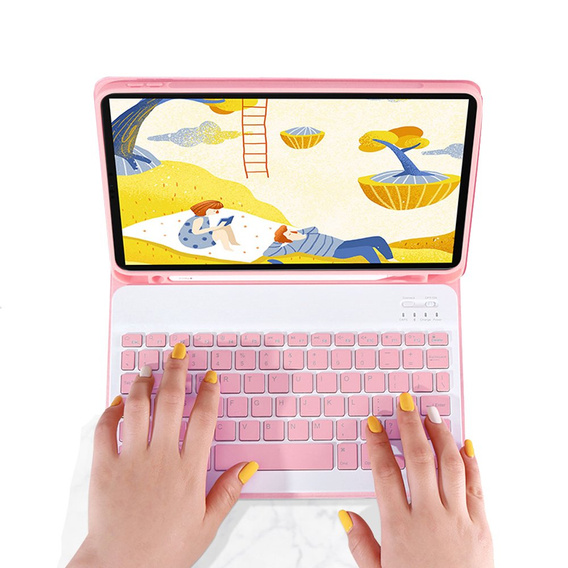 Tok + billentyűzet iPad 9.7 2017 / iPad 9.7 2018 / Air / Air 2, rózsaszín rose gold