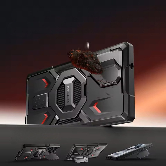 Tongate MECH MagSafe sorozatú tok Samsung Galaxy S25 Ultra készülékhez, fekete + 9H edzett üveg