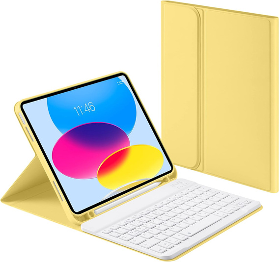 Kivilágított bluetooth billentyűzettel ellátott tok iPad 10.9 2022 (10 gen.), sárga