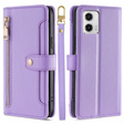 Pattintható tok a Motorola Moto G73 5G, Wallet Zipper Pocket, lila